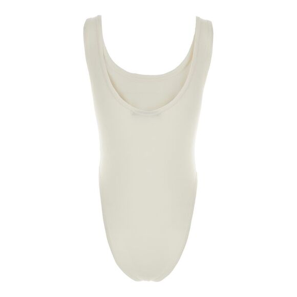 Phoebe Philo Women White Bodysuit With Round Neck In Silk Blend Stretch Woman